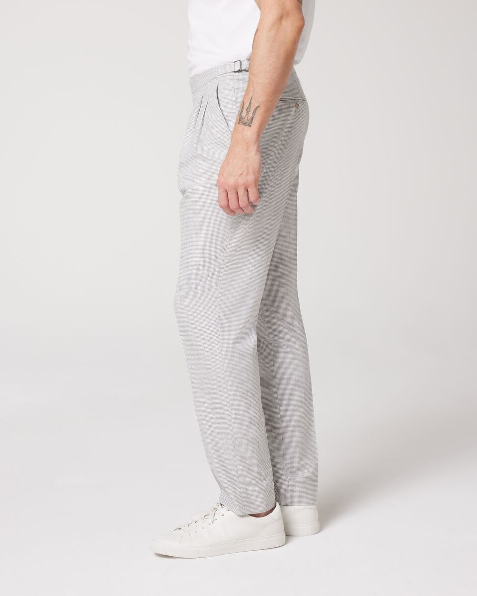 Pleated Slim Stretch Checked Tailored Pant